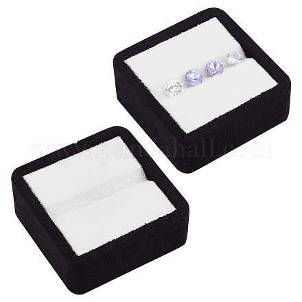 Velluto quadrato con vetrina per gioielli con diamanti sciolti in tessuto di fibra ODIS-WH0038-23B-1