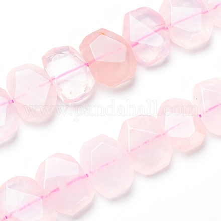 Granos naturales de abalorios de cuarzo rosa G-I283-B03-1