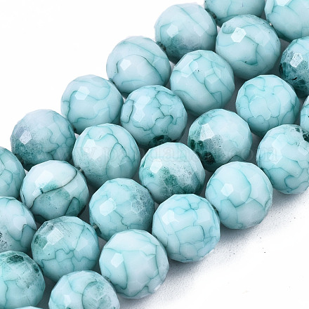 Mèches de perles de verre craquelé peintes au four opaque EGLA-S174-33H-1