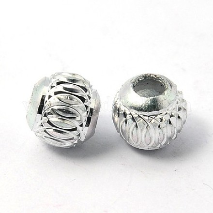 Silver Tone Round Carved Lantern Aluminum Beads X-AR1204-1