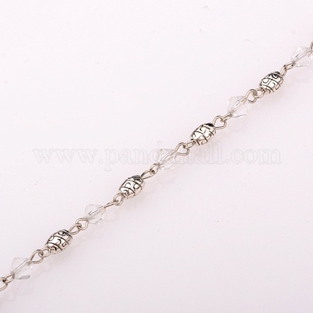Chaînes de perles de verre bicone manuelles pour fabrication de bracelets et colliers AJEW-JB00062-01-1