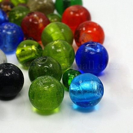 Perles en verre d'argent feuille manuelles FOIL-MSMC003-06-1