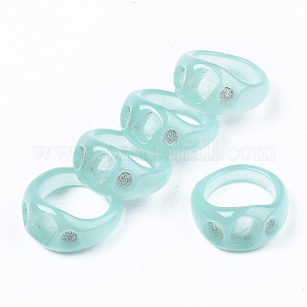 樹脂フィンガー指輪  模造ゼリー  空色  usサイズ7（17.3mm） X-RJEW-N033-008-C01-1