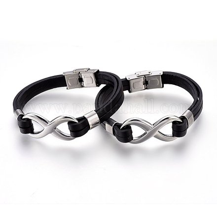 Leather Cord Bracelets BJEW-F349-26P-01-1