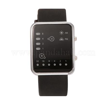 高品質の合金、シリコン電子腕時計  LEDライト付き  ブラック  235x24mm  ウォッチヘッド：44x38x10.5mm  ウオッチフェス：40x32mm WACH-N043-06C-1