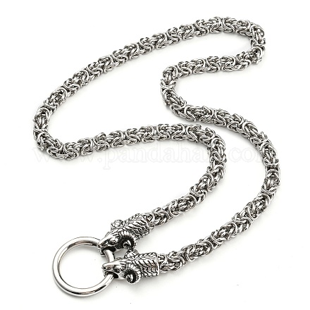304 Stainless Steel Byzantine Chain Necklaces with 316L Surgical Stainless Steel  Sheep Clasps NJEW-D046-04AS-1