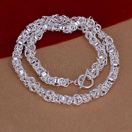 Popular Silver Color Plated Brass Byzantine Chain Necklaces For Men NJEW-BB12696-18-1