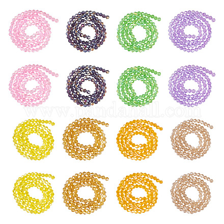 16 hebra de 16 colores de perlas de vidrio electrochapado transparente hebras EGLA-TA0001-23-1