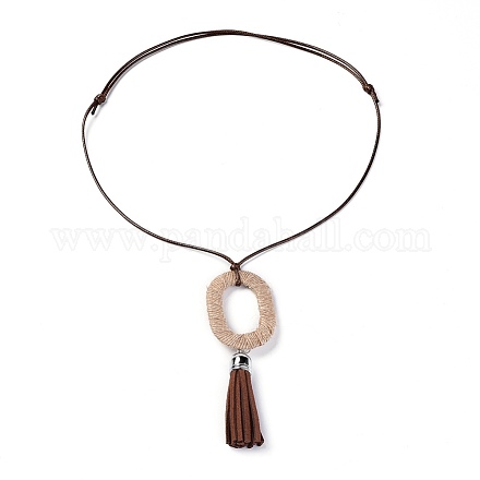 Korean Waxed Polyester Cord Pendants Necklaces NJEW-JN02328-01-1