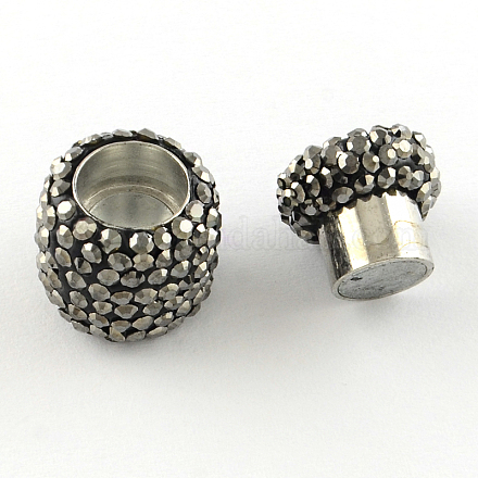 Oval Polymer Clay Rhinestone Brass Magnetic Clasps RB-R038-02-1