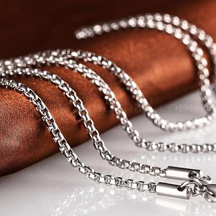 316L Stainless Steel Box Chain Necklaces for Men NJEW-BB08005-24-1