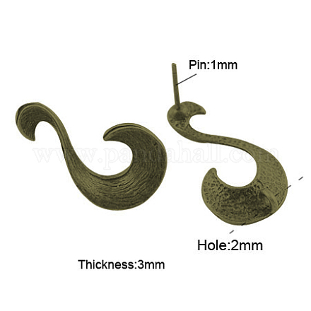 Tibetan Style Stud Earring Findings TIBE-A21357-AB-FF-1