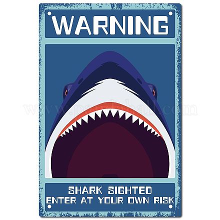 CREATCABIN Warning Shark Sighted Tin Signs Metal Sign Vintage Plaque Poster Wall Art for Restroom Decor Home Bar Pub Cafe Shop Restaurant Bar Sign 8 x 12 Inch AJEW-WH0157-382-1