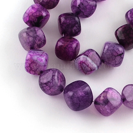 Cube Natural Crackle Agate Gemstone Beads Strands G-R270-58-1