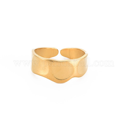 Placcatura ionica (ip) 304 anello per polsino aperto rotondo piatto in acciaio inossidabile per le donne RJEW-S405-188G-1