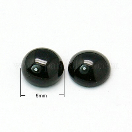 Natürliche schwarze Achat-Cabochons G-C108-6mm-3-1