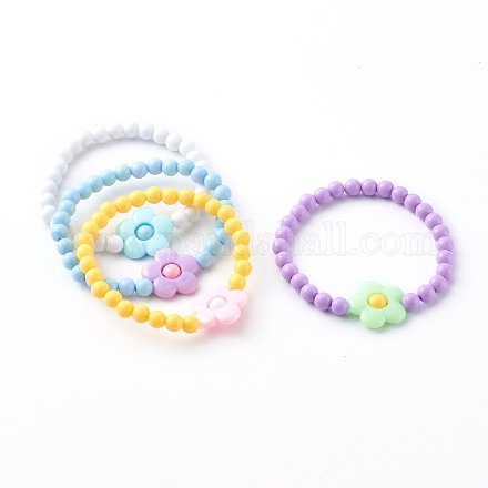 Bracelets de perles extensibles acryliques opaques pour enfants BJEW-JB06221-1