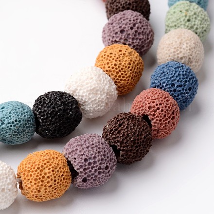 Frosted Dyed Round Synthetic Lava Rock Beads Strands G-F259-08-10mm-1