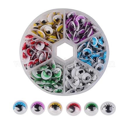 6 couleur tortiller plastique yeux écarquillés cabochons artisanat scrapbooking bricolage accessoires de jouets KY-X0005-8mm-1