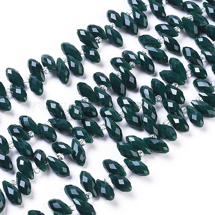 Imitation jade opaque couleur unie perles de verre brins EGLA-L020-NB-O17-1