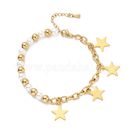 201 bracelet à breloques étoile en acier inoxydable BJEW-A126-16G-1