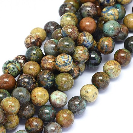 Natural Chrysocolla Beads Strands G-F602-06-12mm-1