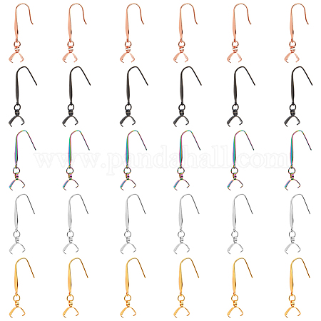 SUPERFINDINGS 30Pcs 5 Colors Earring Hooks Steel Pinch Bail Earring Hooks  31mm Long Ear Wires Fish Hooks Earhook with Ice Pick Pinch Bails for  Jewelry