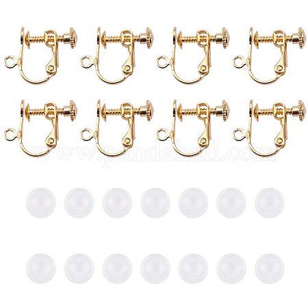 PandaHall Elite 50pcs 5 Sizes Antique Bronze Brass Clip-on Earring
