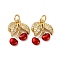 Brass Micro Pave Cubic Zirconia Pendants, Cherry, with Enamel, with Jump Ring, Cadmium Free & Lead Free, Rack Plating, Long-Lasting Plated, Real 18K Gold Plated, 16x13x3mm, Hole: 3.5mm