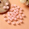 Transparent Acrylic Beads, Frosted, Bead in Bead, Round, Pink, 8x7.5mm, Hole: 2mm, about 2080pcs/500g