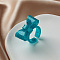 Bowknot Resin Cuff Rings for Women, with Glitter Powder, Medium Turquoise, Inner Diameter: 18mm