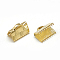 Brass Ribbon Crimp Ends, Rectangle, Real 18K Gold Plated, 7.5x10mm, Hole: 1x3mm