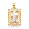Brass Micro Pave Clear Cubic Zirconia Pendants, with Shell, Rectangle & Cross, Real 18K Gold Plated, 23x15x3.5mm, Hole: 5x3.5mm