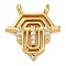 Brass Micro Pave Cubic Zirconia Pendants, Real 18K Gold Plated, Clear, 16.5x15x2mm, Hole: 1.2mm