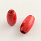 Dyed Natural Long Oval Wood Beads, Oval/Oblong, Lead Free, Red, 23x8~9mm, Hole: 2.5mm, about 2000pcs/1000g