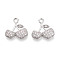 Brass Micro Pave Cubic Zirconia Pendants, Cherry, Platinum, 15.3x15.1x3.3mm, Hole: 1.8mm