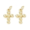 Eco-Friendly Rack Plating Brass Pendants, Long-Lasting Plated, with Open Jump Rings, Lead Free & Cadmium Free, Cross Charm, Real 18K Gold Plated, 14x9x2.5mm, Hole: 3.4mm
