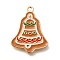 Christmas Theme Alloy Enamel Pendants, Light Gold, Bell, 24x18.5x2mm, Hole: 1.6mm