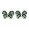 Alloy Pendants, with Resin, Faceted, Butterfly, Light Gold, Dark Green, 21~22x28~29x4.5mm, Hole: 2.5mm.