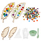 DIY Mosaic Making Kits, inclduing Square Glass  Mosaic Tiles, Wood Feather Sheet Templates, Facial Beauty Mask Bowl Kit, Disposable PVC Safety Gloves, Mixed Color, 10x10x3.5mm