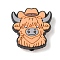 Silicone Beads, Focal Beads, Highland Cattle Wearing Cowboy Hat, PeachPuff, 29x28x8mm, Hole: 3mm