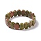 Natural Unakite Oval Beaded Stretch Bracelet, Gemstone Jewelry for Women, Inner Diameter: 2-1/8 inch(5.4~5.5cm)