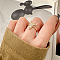 Cattle Head Brass Micro Pave Clear Cubic Zirconia Adjustable Cuff Rings for Women, Golden, Inner Diameter: Adjustable