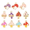 11Pcs 11 Styles Autumn Theme Alloy Enamel Pendants, Cadmium Free & Lead Free, Mushroom Charms, Light Gold, Mixed Color, 15~23x11~18x1.5~3.5mm, Hole: 1.5~2.5mm, 1pc/style