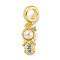 Rack Plating Brass & Cubic Zirconia & ABS Plastic Pearl European Pendants, Long-Lasting Plated, Lead Free & Cadmium Free, Real 18K Gold Plated, Princess, 25mm, Hole: 4.6mm, Pendant: 16x8x4.5mm