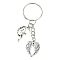 Alloy Keychain, with Iron Rings, Wings, Antique Silver, 71mm