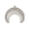 Brass Micro Pave Cubic Zirconia Pendants, Crescent Moon, Long-Lasting Plated, Cadmium Free & Lead Free, Rack Plating, Platinum, 24.5x26x6.5mm, Hole: 1.2mm