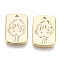 Brass Charms, Nickel Free, Rectangle with Boy, Real 18K Gold Plated, 12.5x9x1.5mm, Hole: 1mm