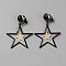Brass Clip-on Earrings, Iron Star Drop Earrings for Women, Electrophoresis Black, 55.5x38mm