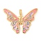 304 Stainless Steel Pendants, with Enamel, Butterfly Charm, Real 18K Gold Plated, Hot Pink, 26x35x5mm, Hole: 4x3mm